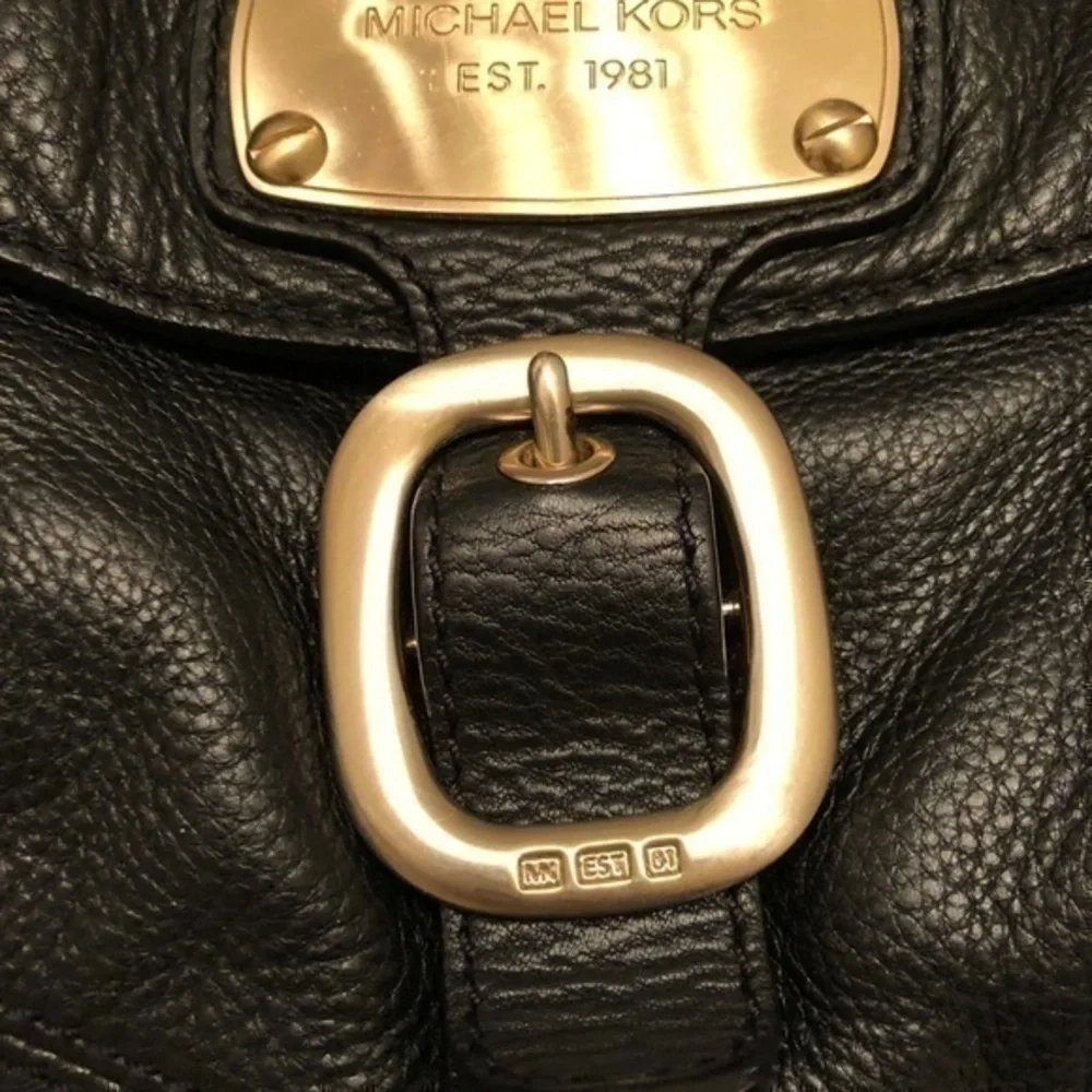 Michael kors black leather slouchy tote bag